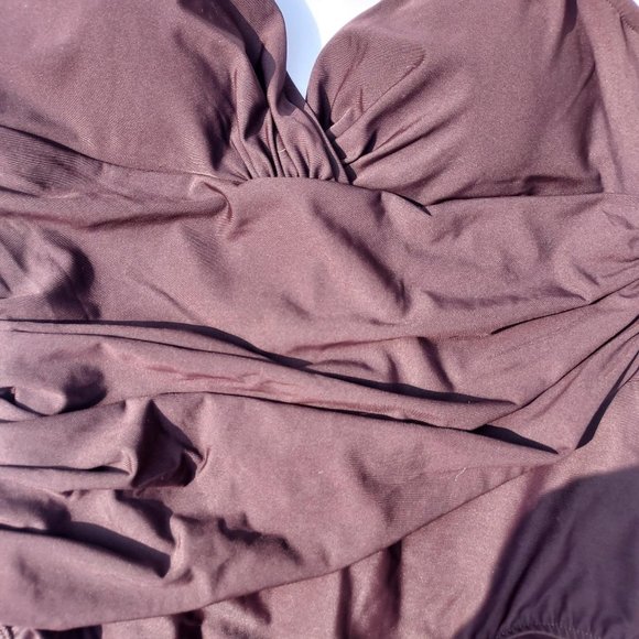 Trimshaper size 16 Ruched Chocolate Colored one piece. - Picture 2 of 6